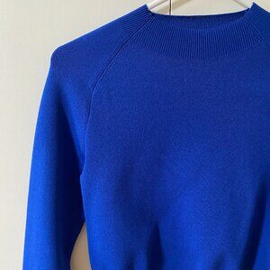 COS Cropped Blue Mock Neck Top